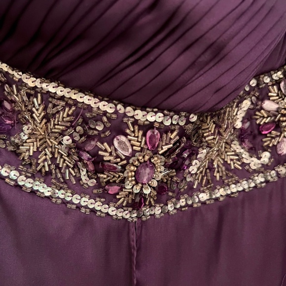SUE WONG Off-one-Shoulder Purple Cocktail Dress w/Bling, Sz 6 - Picture 5 of 13